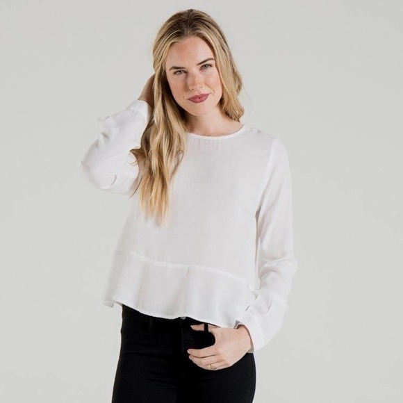 CLOTH & Stone Back Button Long Sleeve Peplum Top Size Extra Small - Picture 1 of 10